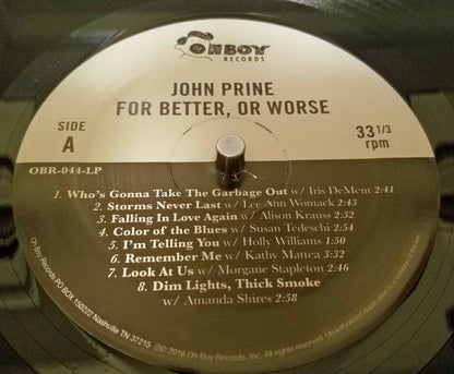 John Prine : For Better, Or Worse (LP, Album, 180)