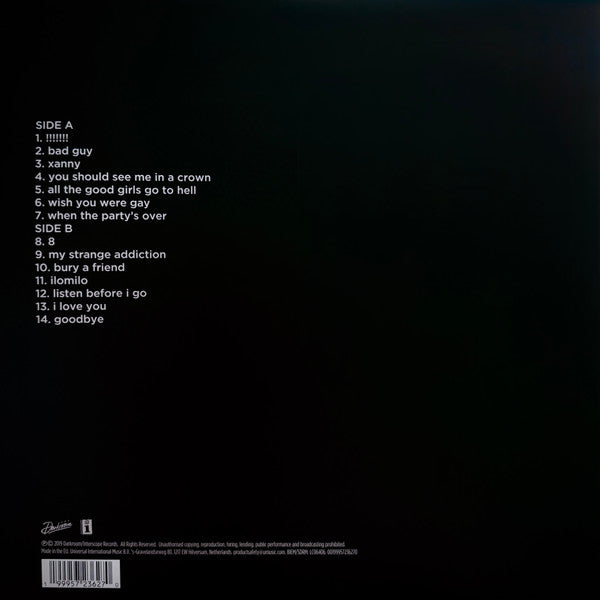 Billie Eilish - When We All Fall Asleep, Where Do We Go? - LP, Album, RE, Blu